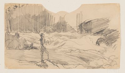 Studie voor "Ouananiche Vissen," Lake St. John door Winslow Homer