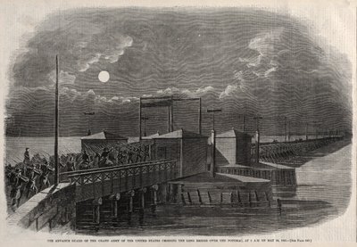 De voorhoede van het Grote Leger van de Verenigde Staten steekt de Lange Brug over, 1861 door Winslow Homer