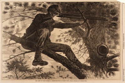 Het leger van de Potomac - Een scherpschutter in wachtdienst door Winslow Homer