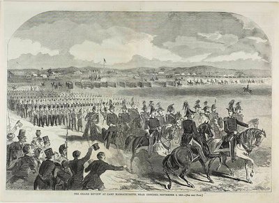 De grote recensie in kamp Massachusetts, bij Concord door Winslow Homer
