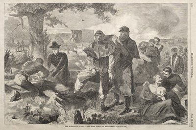 De chirurg aan het werk in de achterhoede tijdens een gevecht door Winslow Homer