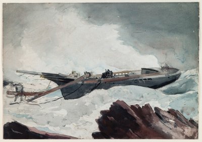 De schipbreukeling, c.1900-10 (aquarel  houtskool op papier) door Winslow Homer
