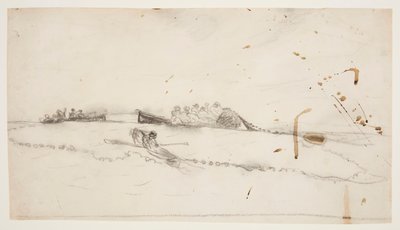 Drie Boten met Vissers die een Net Uitzetten door Winslow Homer