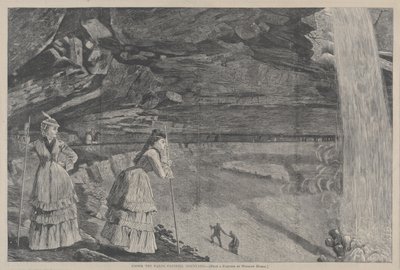 Onder de Watervallen, Catskill Mountains Naar een schilderij van Winslow Homer, 1872 door Winslow Homer