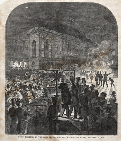 Bijeenkomst van de Unie in de open lucht buiten de Academy of Music door Winslow Homer