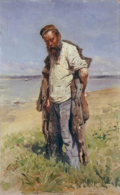 Man aan de rivier door Wladimir Jegorowitsch Makowski