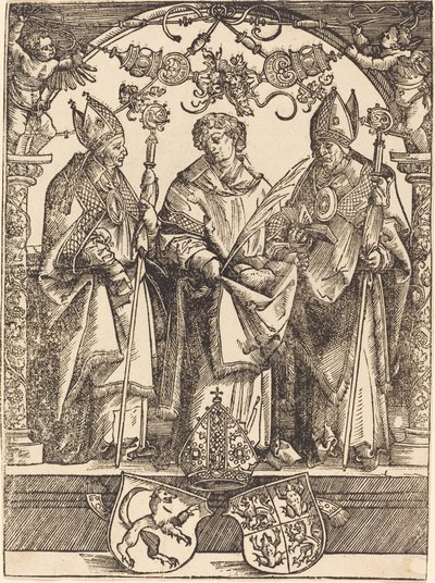 Heiligen Maximiliaan, Stefanus en Valentijn door Wolf Traut