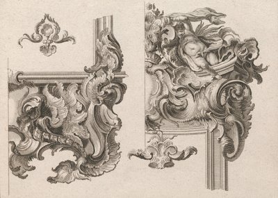 Suggestie voor de Decoratie van de Onderste Rechter- en Bovenste Rechterkant van een Altaarframe, Gedrukt ca. 1750-56 door Wolffgang Christoph Mayr