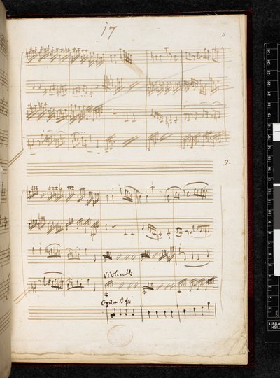 Adagio en Fuga in C klein, K. 546, Add. 28996, f.11r door Wolfgang Amadeus Mozart