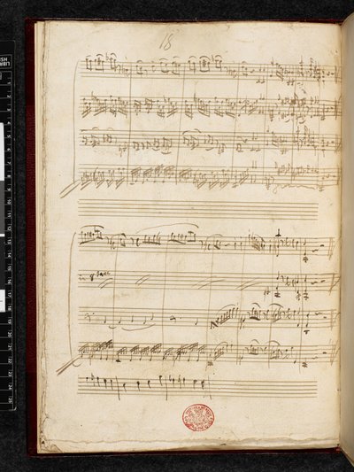 Adagio en Fuga in C klein, K. 546, Add. 28996, f.11v door Wolfgang Amadeus Mozart