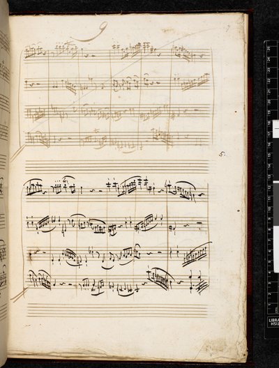 Adagio en Fuga in C klein, K. 546, Add. 28996, f.7r door Wolfgang Amadeus Mozart