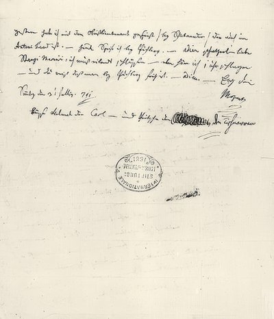 Wolfgang Amadeus Mozart (1756-1791) Oostenrijkse componist. Eigenhandige brief aan zijn vrouw Constanze door Wolfgang Amadeus Mozart