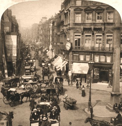 Fleet Street, Londen, 1896 door Works and Sun Sculpture Studios