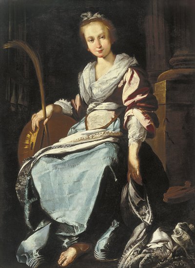 Spaans: Santa Cecilia Sint Cecilia door workshop of Bernardo Strozzi
