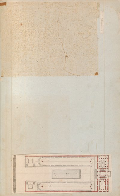 Pagina uit een plakboek met tekeningen en verschillende prenten van architectuur door Workshop of Charles Percier, Workshop of Pierre