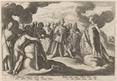 Jupiter en de Goden Vragen Helios om de Controle over de Strijdwagen te Hervatten door Workshop of Hendrick Goltzius, after Hendrick Goltzius