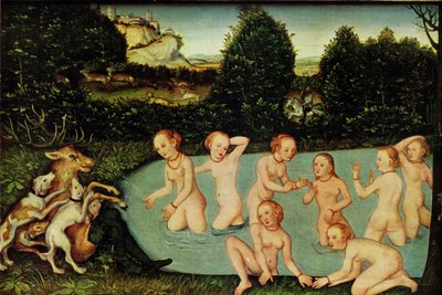 Duits: Diana und Aktäon Diana en Actaeon door workshop of Lucas Cranach the Elder