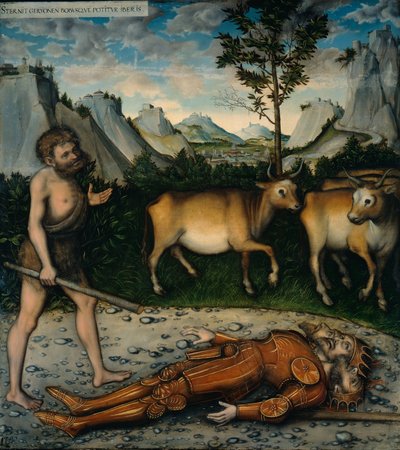 Hercules en het vee van Geryones door workshop of Lucas Cranach the Elder