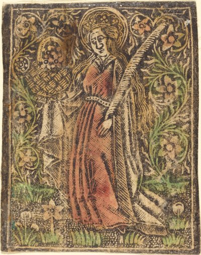 Sint Dorothea door Workshop of Master of the Aachen Madonna