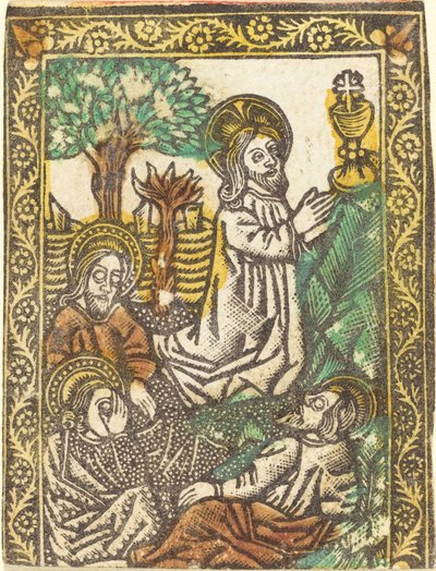 Christus op de Olijfberg door Workshop of Master of the Borders with