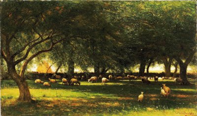 Middag in de boomgaard door Worthington Whittredge