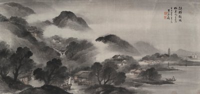 Een dorp aan de rivier voor de regen door Wu Shixian