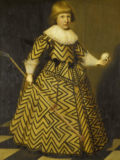 Portret van een Jongen met een Kolf Club door Wybrand Simonsz. de Geest