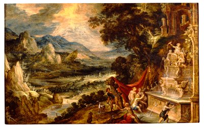 Landschap met Diana en Actaeon door Xavier Mellery