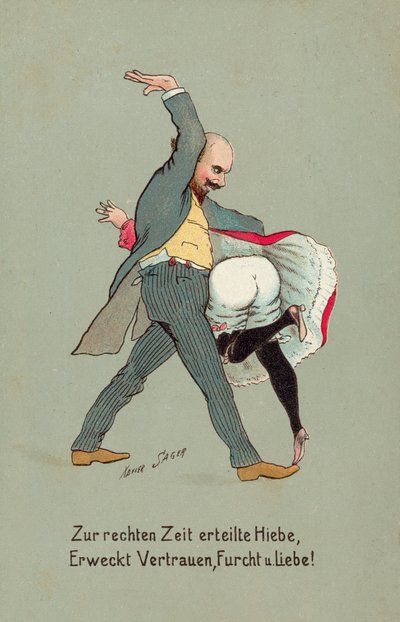 Man slaat meisje op de billen door Xavier Sager