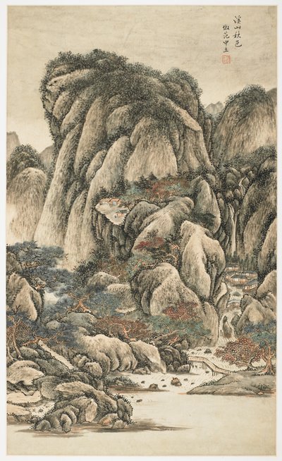 Herfstkleuren tussen beken en bergen, uit een album van 12 bladen door Yongxi Jin