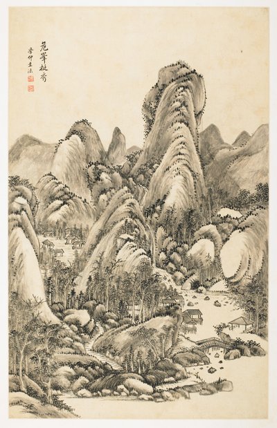 Pracht van Overhangende Rots, uit een album van 12 bladen door Yongxi Jin