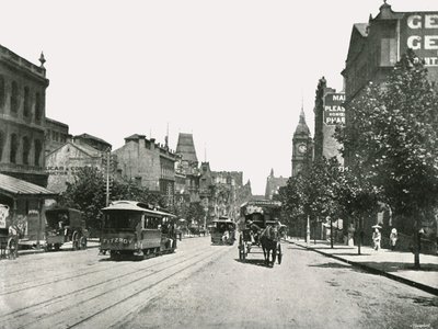 Collins Street, kijkend naar het westen vanaf Russell Street, Melbourne, Australië, 1895 door York and Son