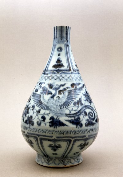Blauw-witte vaas, Yuan-dynastie (1206-1368) door Yuan Dynasty Chinese School