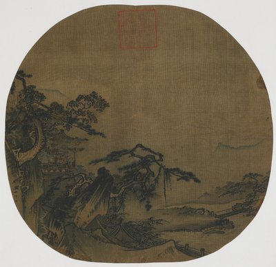 Landschap: paviljoens op een berghelling, een stroom beneden, Ming-dynastie, 16e eeuw door Yuan Ma