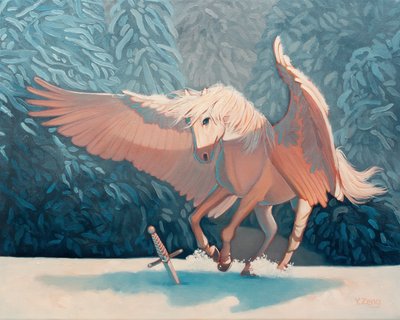 Pegasus, 2024 (olieverf op doek) door Yue Zeng