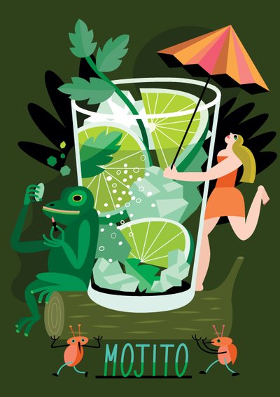 Mojito, 2017 (vectorillustratie) door Yulia Drobova