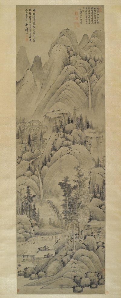 Landschap, Hangende Rol, Ming-dynastie (1368-1644) door Yun Hsiang Yun Hsiang