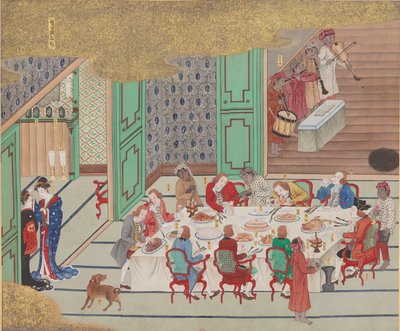 Nederlands banket, Nagasaki Kerstavond, uit Bankan-zu, 1797 door Yushi Ishizaki