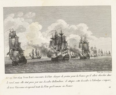 Jan Bart herovert graanschepen op een Hollands eskader, 1694 door Yves Marie Le Gouaz