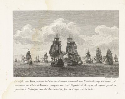 Jan Bart valt met zijn eskader een Hollandse vloot aan, 1676 door Yves Marie Le Gouaz