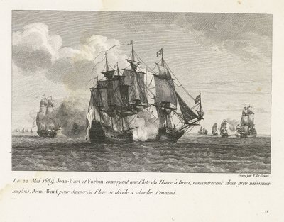 Jan Bart valt twee Engelse schepen aan, 1689 door Yves Marie Le Gouaz