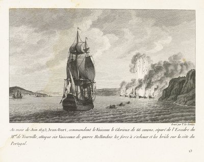 Jan Bart valt zes Hollandse schepen aan voor de kust van Portugal, 1693 door Yves Marie Le Gouaz