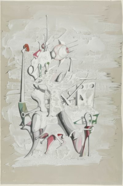 Eerbetoon aan Marcel Duchamp (voorzijde); Constructie (achterzijde) door Yves Tanguy