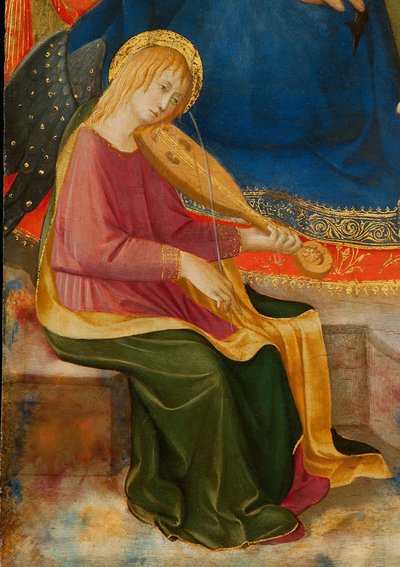 Madonna van Nederigheid met Twee Muzikale Engelen (detail) door Zanobi Strozzi