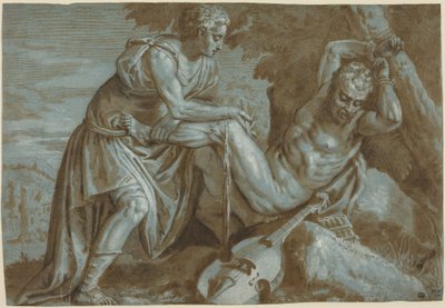 Apollo en Marsyas, ca 1600 (inkttekening) door Zenon Veronese