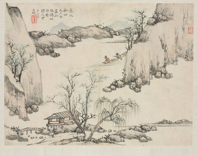 Landschapsalbum in verschillende stijlen: Varen in lentewater door Zha Shibiao