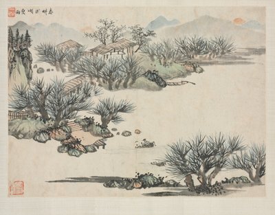 Landschapsalbum in verschillende stijlen: Voorjaar ploegen door Zha Shibiao