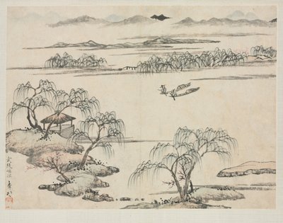 Landschapsalbum in verschillende stijlen: De stroom van Wuling door Zha Shibiao