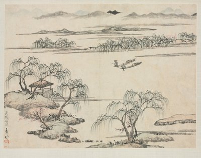 Landschapsalbum in verschillende stijlen: De stroom van Wuling, 1684 door Zha Shibiao