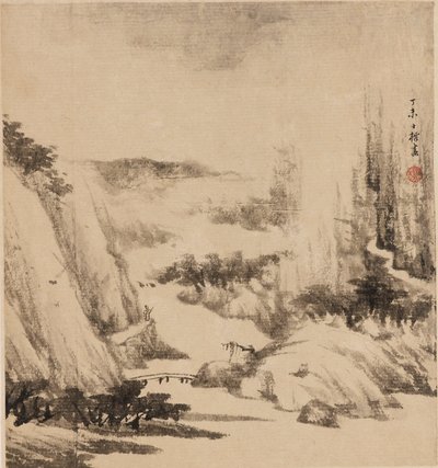 Rivierlandschap, 1667 door Zha Shibiao